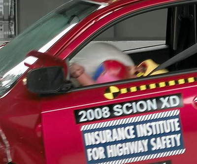 High forces on the neck and chest occurred when the dummy's head moved into the airbag
