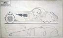 Эскиз кузова Bugatti Atalante подготовленный для Бугатти в ателье Carrosseria Gangloff
