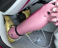 Intrusion into the driver's space was minimal (shown with carpeting removed).