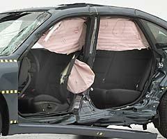 View of the vehicle and barrier just after the crash test