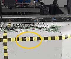 Smeared greasepaint shows where the rear passenger dummy's head was protected by the side curtain airbag