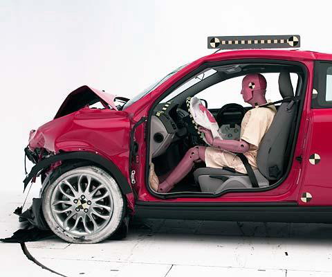 The dummy's position in relation to the steering wheel and instrument panel after the crash test indicates that the driver's survival space was maintained very well