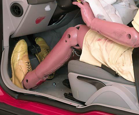 Intrusion into the driver's space was minimal, and all leg and foot injury measures were low